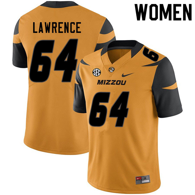 Women #64 Bobby Lawrence Missouri Tigers College Football Jerseys Sale-Yellow